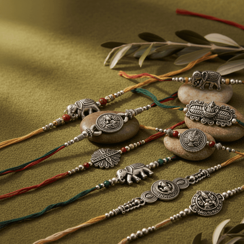 Oxidised Silver Rakhi